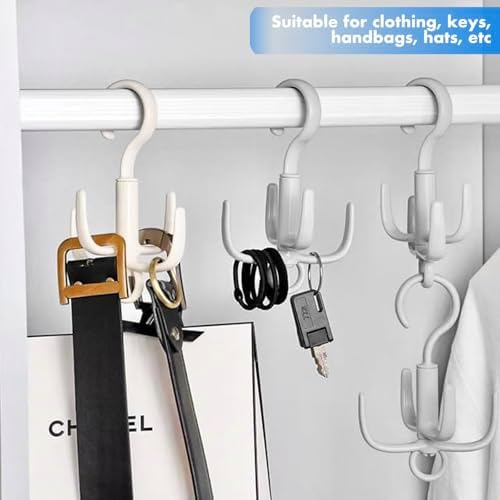 Space-Saving Tie Hanger, Small Space Storage and Organizer, 2 Piece Set, 360° Rotatable Portable Closet Organizers for Belt, Scarf, Bras, Tank top, Purses Etc(Beige) - Image 7