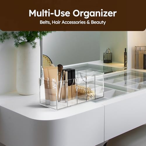 FEMELI Acrylic Belt Organizers for Closet 5-Slots Belt box with Dust Cover - Image 5