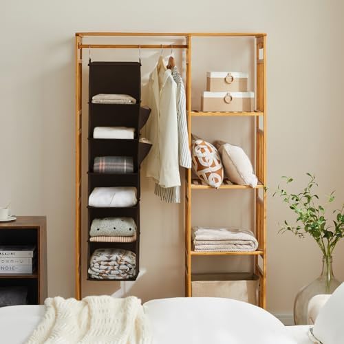 YOUDENOVA Hanging Closet Organizer and Storage, 6-Shelf, Brown - Image 2