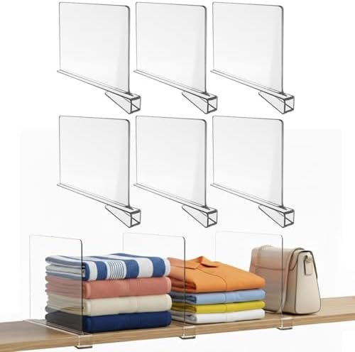 6 Pack Acrylic Shelf Dividers Closet Organizers, Closet Shelf Dividers by SIPSORT