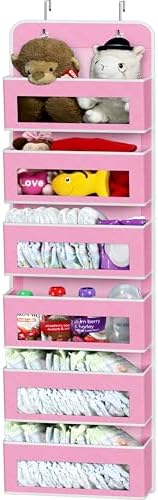 Simple Houseware 6 Clear Window Pocket Over Door Hanging Organizer, Pink by SimpleHouseware
