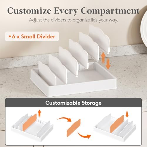 Lifewit Kitchen Cabinet Organizer for Food Contanier Lid with 7 Sections - Image 5