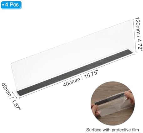 PATIKIL 4 Pack Shelf Dividers for Closet Organization, 15.8x1.6x4.8 Acrylic Magnetic Closets Separator Kitchen Cabinet Shelves Under Bed Blocker for Bedroom Kitchen Office, Clear - Image 2
