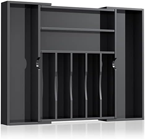 NIUBEE Acrylic Utensil Silverware Tray for Drawer, Cutlery Organizer, Black by NIUBEE