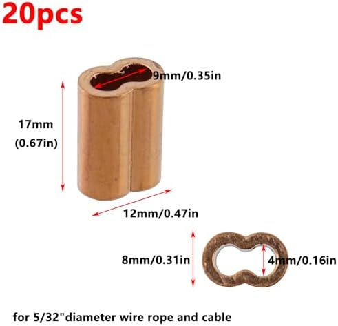 Antrader Cable Crimp Sleeves for Crimping Wire Rope Cable,20Pcs,(5/32") - Image 2