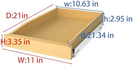 Wooden Pull out Cabinet Organizer 11" W x 21" D x 3.35" H, Heavy Duty Slide Out Drawers Pull-Out Home Organizers for Kitchen Cabinets - Image 2