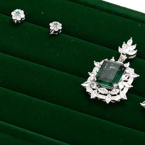 Green Velvet 3 Slot Ring Jewelry Display Organizer Tray - Image 3