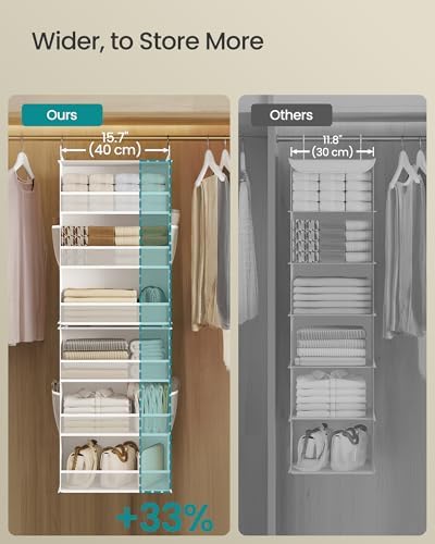SONGMICS Widended Hanging Closet Organizer and Storage, 6-Tier, Separable - Image 4
