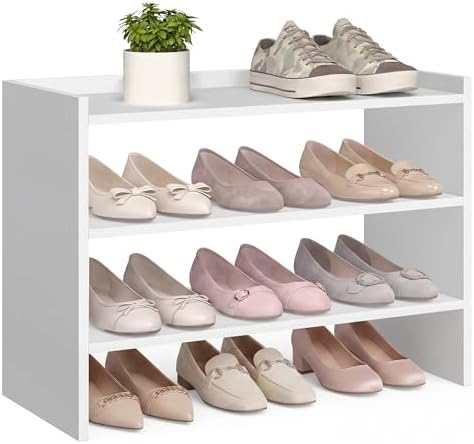 VASAGLE 3-Tier Shoe Rack for Closet, Stackable Shoe Organizer Shelf by VASAGLEbySONGMICSHOME