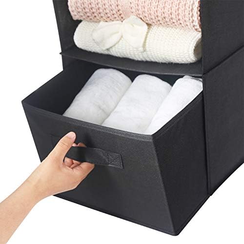 MAX Houser 4-Shelf Hanging Closet Organizer, Space Saver, Cloth Hanging Shelves with 2 Side Pockets, Foldable (Black) - Image 6