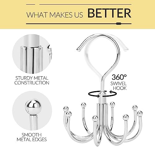 Belt Hanger, Space Saving Belt Organizer for Closet, Max 24 Storage Capacity, Rotating Belt Rack Closet Organizers and Storage for Hanging Belt, Ties, Silver - Image 2