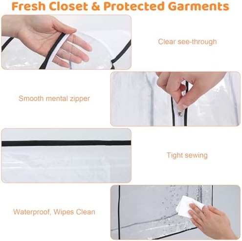 2 Pack Clear Garment Bags, 40 x 24 x 10 In, Side Zipper, Full Length - Image 4
