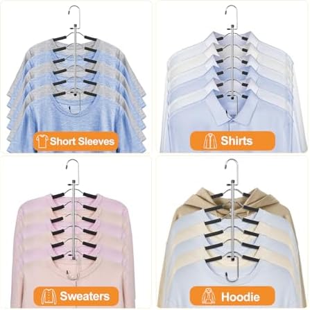 TOPIA HANGER Clothes Hanger Space Saving, 6 Tier Shirt Coat Hangers Space Saving No Bump Shoulder Hangers with No Slip Foam Padded Hangers Organizers and Storage for Men and Women 4 Pack-CT65B - Image 6