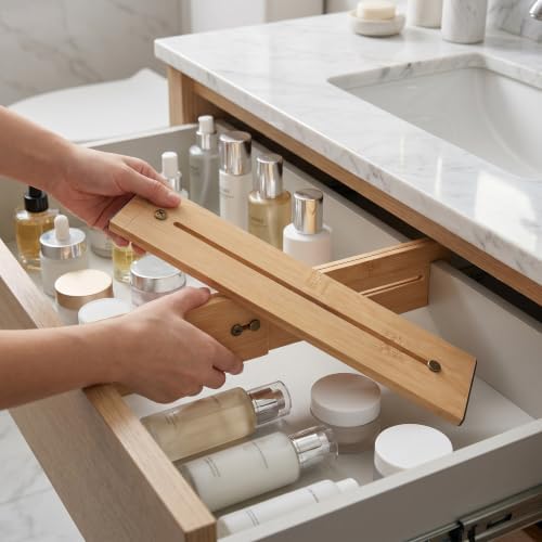 2pcs Adjustable Bamboo Drawer Dividers with Magnetic Expandable Design - Image 6