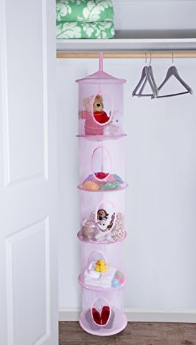 Handy Laundry 5-Shelf Storage Organizer - 12" X 59" - Hang in Your Children's Room or Closet - Fun Way to Organize Kids Toys or Store Gloves, Hats and Mittens - Attaches Easily to Any Rod (Pink) - Image 6
