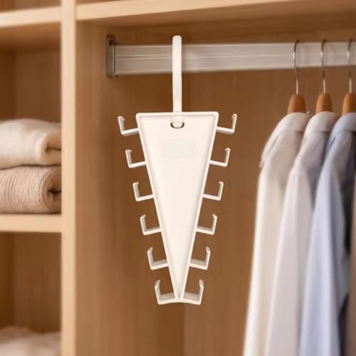 V Shaped Double-Sided Closet Organizer Hanger,12 Hooks Space Saving Organizer for Hats, Scarves, Belts,Bags&Ties, 360-degree Rotating Multi-Layer Vertical Clothes Storage Rack for Wardrobe Space Saver - Image 4