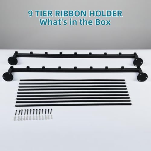 9 Tier Wall Mount Ribbon Organizer, Craft Room Storage Rack - Image 6