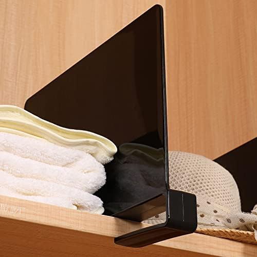 Sooyee 6 Pack Black Acrylic Shelf Dividers,Closet Shelves Closet Organizers and Storage in Bedroom, Kitchen, Office Shelves,Closet Dividers - Image 4