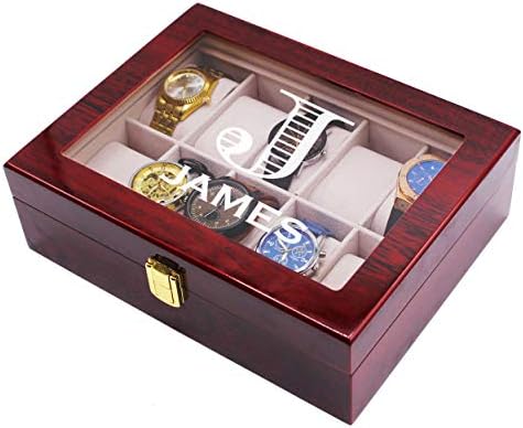 My Personal Memories Custom Personalized Watch Storage Box Glass Display Case for Men, Him, Husband - Engraved and Monogrammed (Premium Rosewood) - Image 6