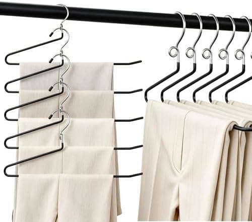 Pants Hangers Space Saving - 20 Pack Non Slip Metal Hangers for Closet Multiple Layers,Open Ended Pants Hangers for Jeans Trouser Slacks (20, Black) by GZQXHOME