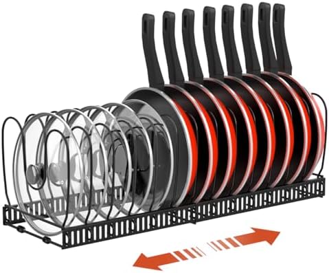 Housolution Pot and Pan Lid Organizer Holder Storage Rack, Black by Housolution
