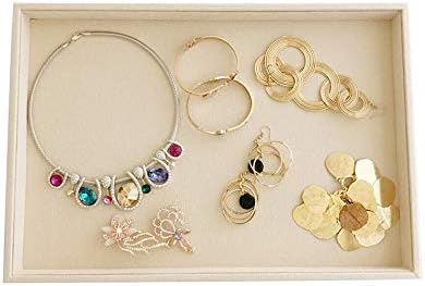 Large Beige Premium Quality Velvet Jewelry Display Box Tray Stackable Practical Trade Show Home Store Open Tray - Image 3