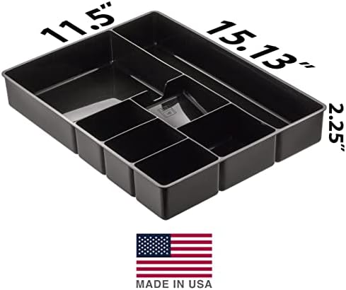 Officemate Deep Drawer Organizer Tray, 8 Compartments, 2 1/4" H x 15 1/8" W x 11 1/2" D, Black (Pack of 6) - Image 2
