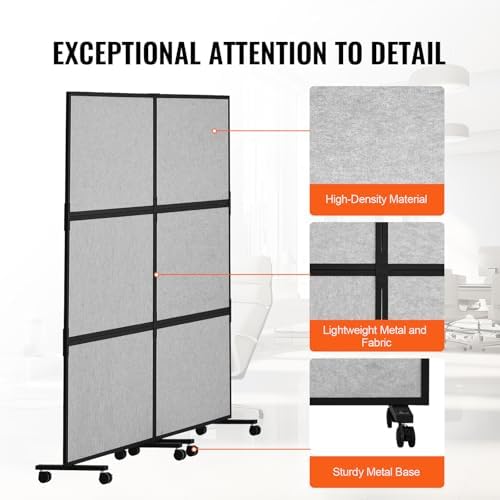 VEVOR Office Divider, 2 Panel Office Partition, Freestanding Office Divider Wall Partition & Privacy Divider Reduce Noise and Room Separation, Light Grey - Image 6