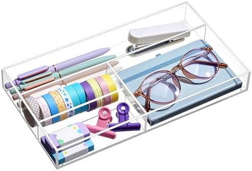 Briwooody Clear Acrylic Drawer Organizer,4 Compartments,Small by Briwooody