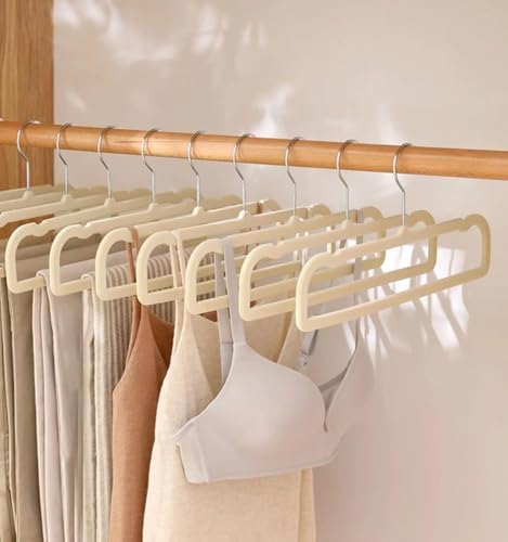 20 Pack Velvet Pants Hangers for Closet Space Saving, Thin Hanger (Beige) - Image 4