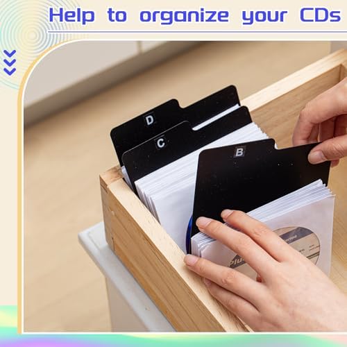 Skyygemm 50 Pcs CD Divider Tabs Black Plastic with Alphabet Stickers - Image 6