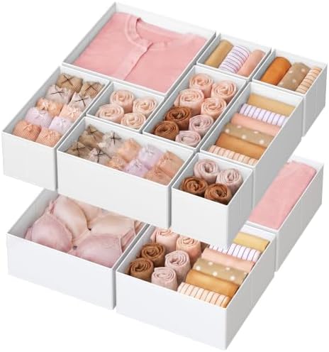 SONGMICS Drawer Organizers, Set of 12, Foldable Fabric Storage Boxes by SONGMICSbySONGMICSHOME