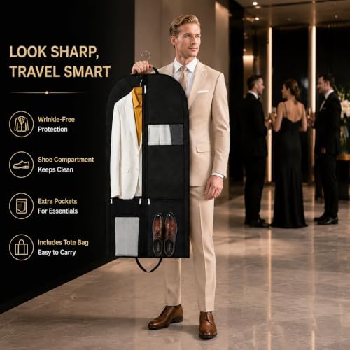 2 Pack Garment Bag, Closet Storage Garment Bag Carry On with Shoe Pocket - Image 7