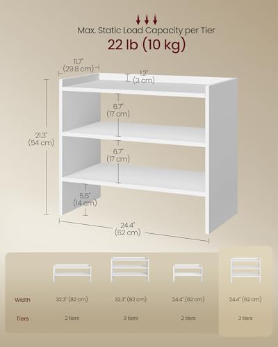 VASAGLE 3-Tier Shoe Rack for Closet, Stackable Shoe Organizer Shelf - Image 6