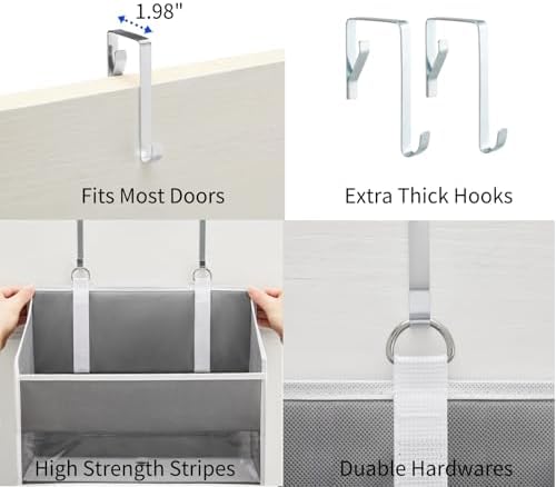 Over Door Hanging Organizer for Bedroom (Grey-2, 2 pcs) - Image 5