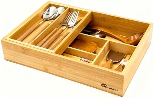 2-Tier Drawer Organizer Kitchen Utensil Silverware Drawer Organizer, cutlery Silverware Tray for Drawer , Bathroom dressing table Makeup drawer organizer box tool Stationery Cosmetics Storage Box by 100NaturalBambooFurniture