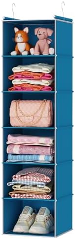 MAX Houser 6 Tier Hanging Closet Organizer with 2 Sturdy Hooks, Blue by MAXHouser