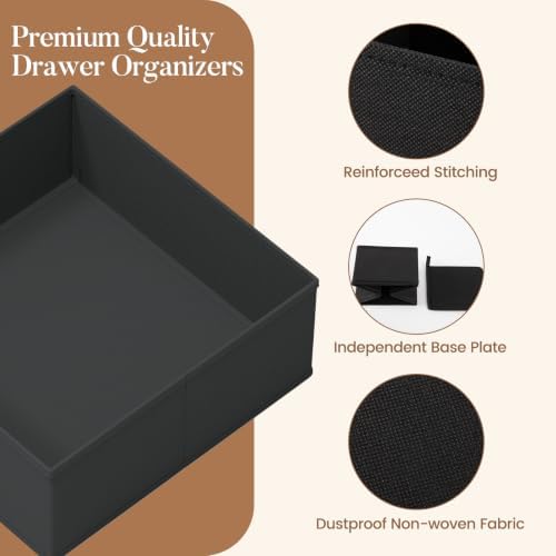 Drawer Organizer Storage for Clothes, Socks, 10 Pack, Black - Image 5