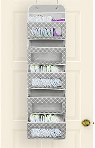 Simple Houseware 5 Clear Window Pocket Over Door Hanging Organizer, Gray - Image 3