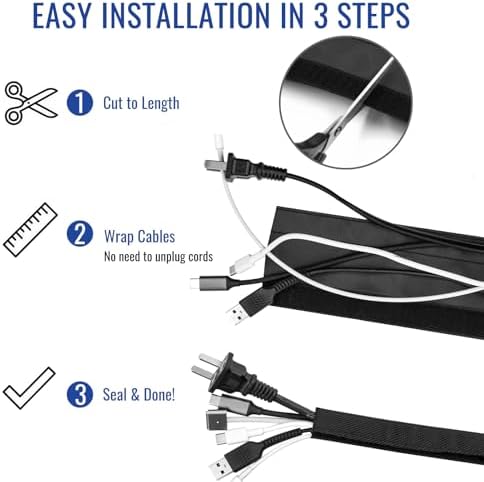 1/2" - 6.6Ft Hook and Loop Cable Sleeve, Wire Protector for Pets - Image 5