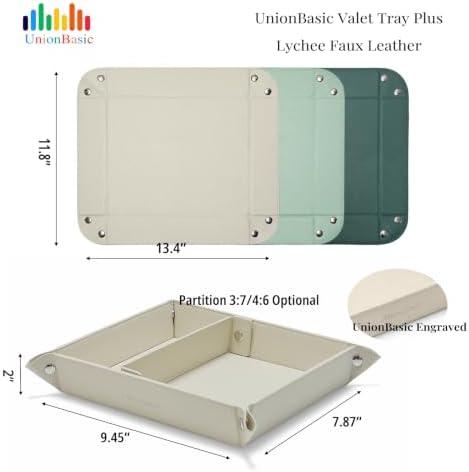 UnionBasic Medium Jewelry Tray for Rings Watches Earrings, Entryway Catchall Caddy for Coins Keys Change, Nightstand Bedside Valet Holder, Trays for Electronic Gadgets, Dark Ivy Plus - Image 6