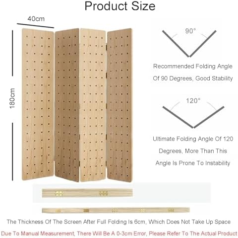 4 Panels Folding Pegboard Room Divider - Versatile Partition Screen for Privacy and Display(Style 1 180x40cm-3 Panel) - Image 2
