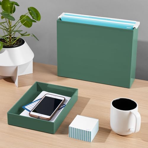 Poppin Stackable Medium Accessory Tray - Modular Lacquer Desk Trays for Office Organization, Color-Coordinated Office Supplies for Desk, Paper Trays (Sage, Medium Accessory) - Image 3