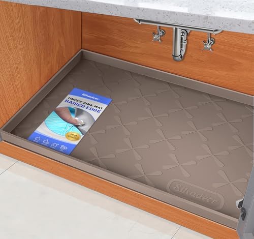 SIKADEER Waterproof Under Sink Mat 25" x 22" Silicone Mat Cabinet Protector by SIKADEER