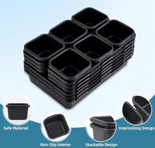 Kutesna 25 PCS Drawer Organizers Set, 4 Size Plastic Storage Bins（Black ） - Image 7