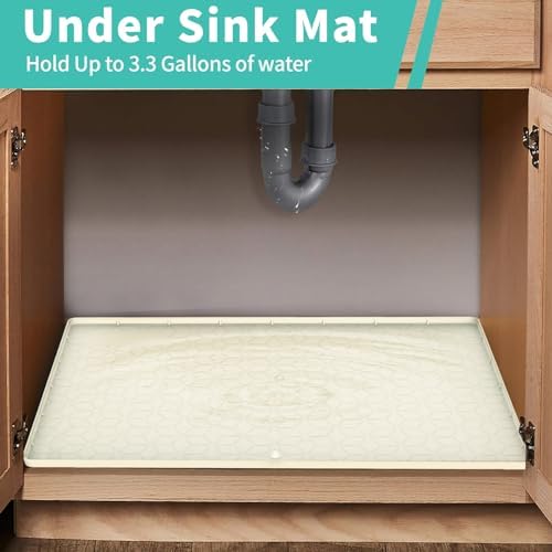 Under Sink Mat for Kitchen, Silicone Waterproof Liner, Flexible Organizer Tray with Drain Hole, 3.6 Gallons Capacity, Easy to Clean - Image 4