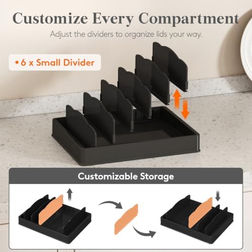 Lifewit Kitchen Cabinet Organizer for Food Contanier Lid with 7 Sections - Image 5