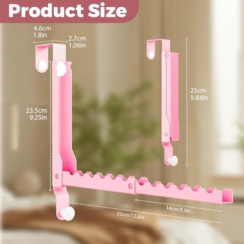 Pink Over the Door Hooks,Foldable Over the Door Hanger for Clothes - Image 4