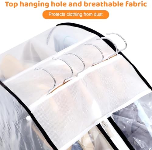 Dntorx 4 Pack Clear Garment Bags, 40/60 Inch, 10" Gusset, Side Zipper - Image 5
