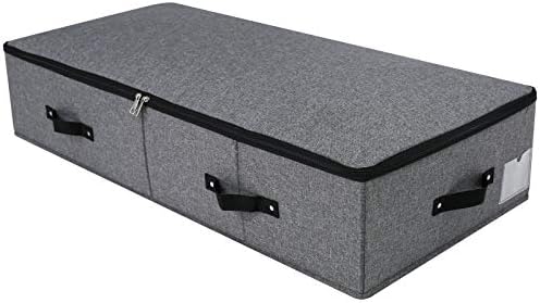 Under Bed Storage Bins with Lids, Closet Organizers, Foldable Under-bed Storage Baskets for Sheets, Clothes, Quilts, Sweaters, Wrapping Paper, 35x16.5x7inch, Black Gray, 1PCS by Omygarden